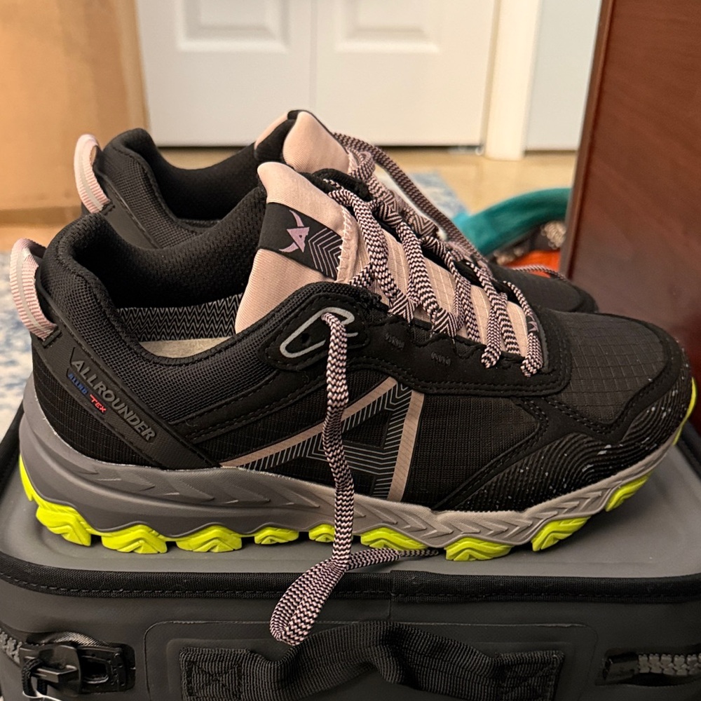 Allrounder Black and Neon Green Sneakers
